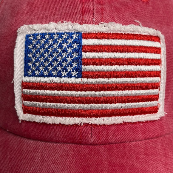 Red Distressed American Patriot Baseball Hat - Picture 3 of 11